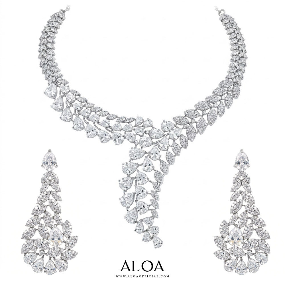 White Leaf CZ Set