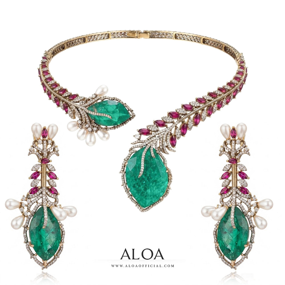 Emerald and Ruby Hasli Set