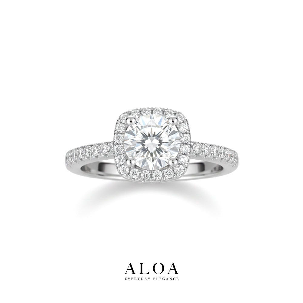 Cushion Halo Solitaire Ring
