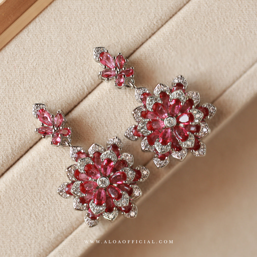 Rose Red Statement Earrings