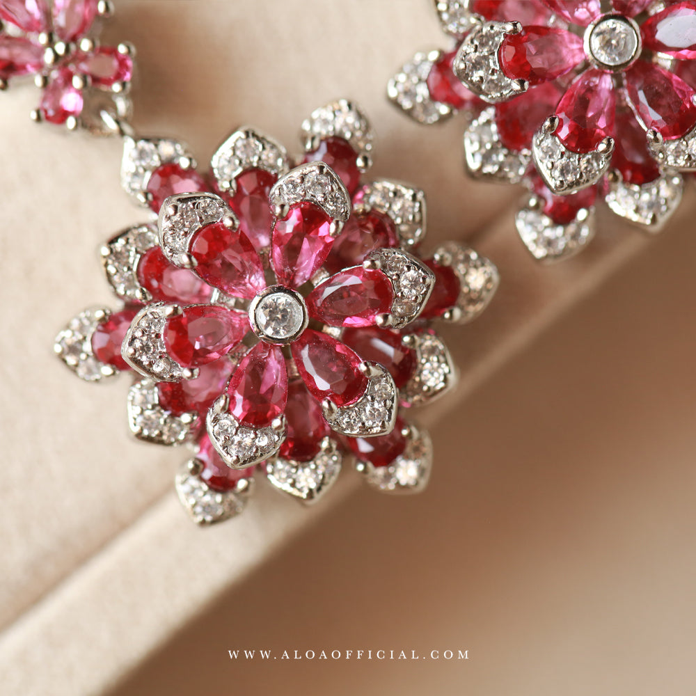 Rose Red Statement Earrings