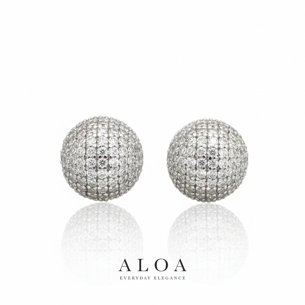 Silver Sphere CZ Studs