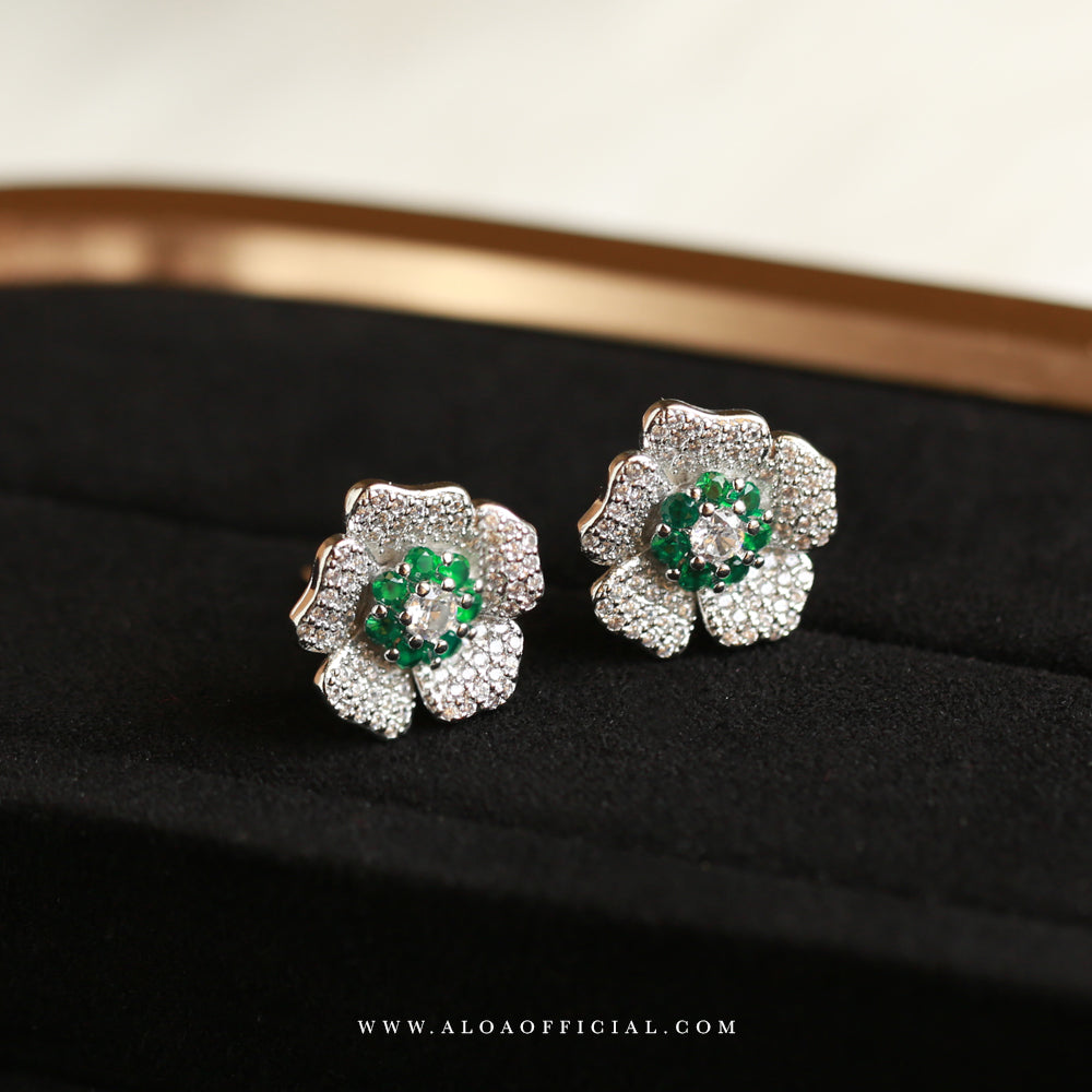 Green Flower Studs