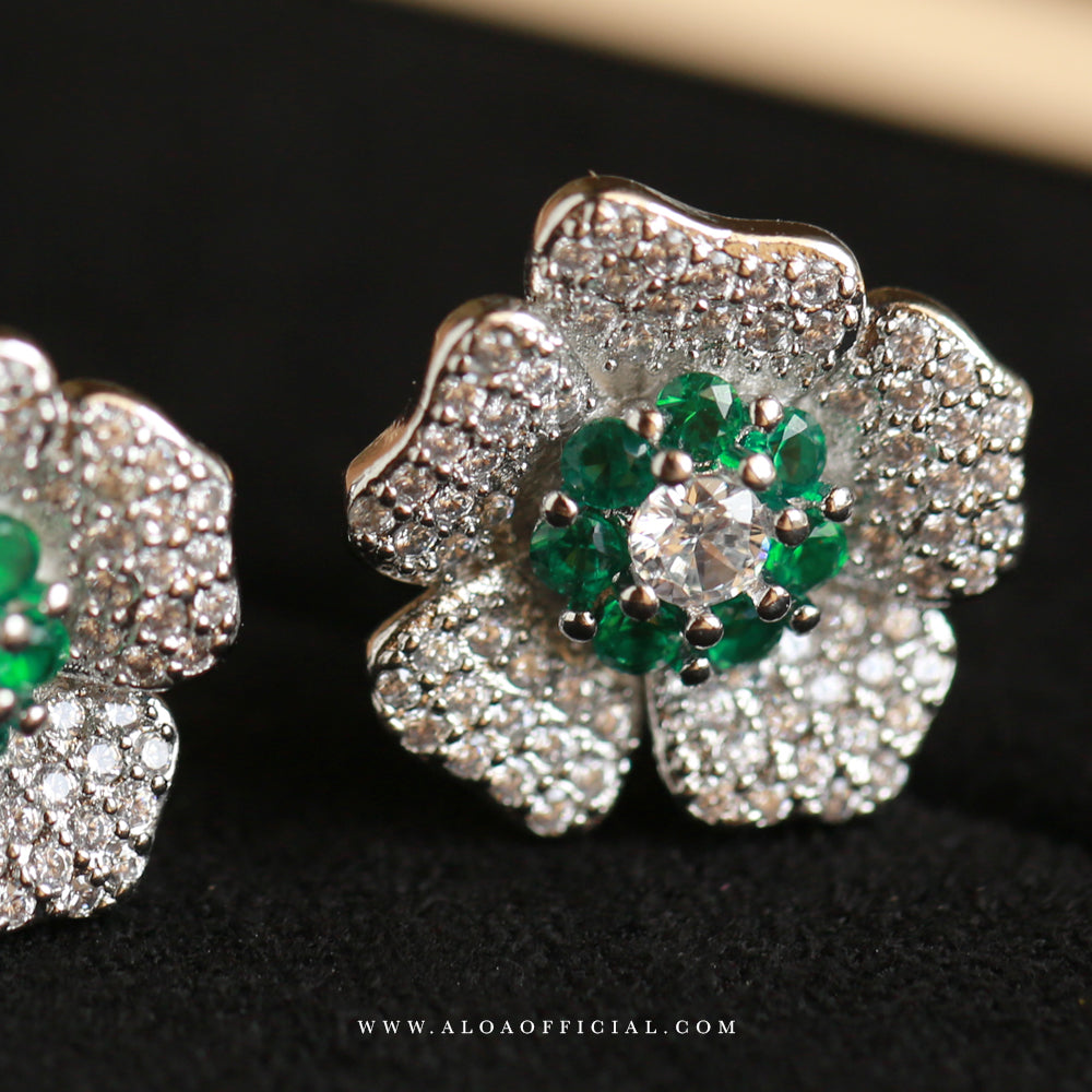 Green Flower Studs