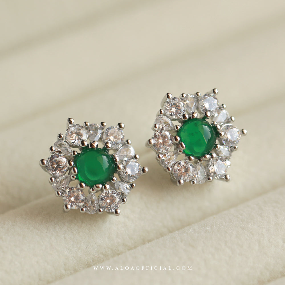 Green Jade Studs