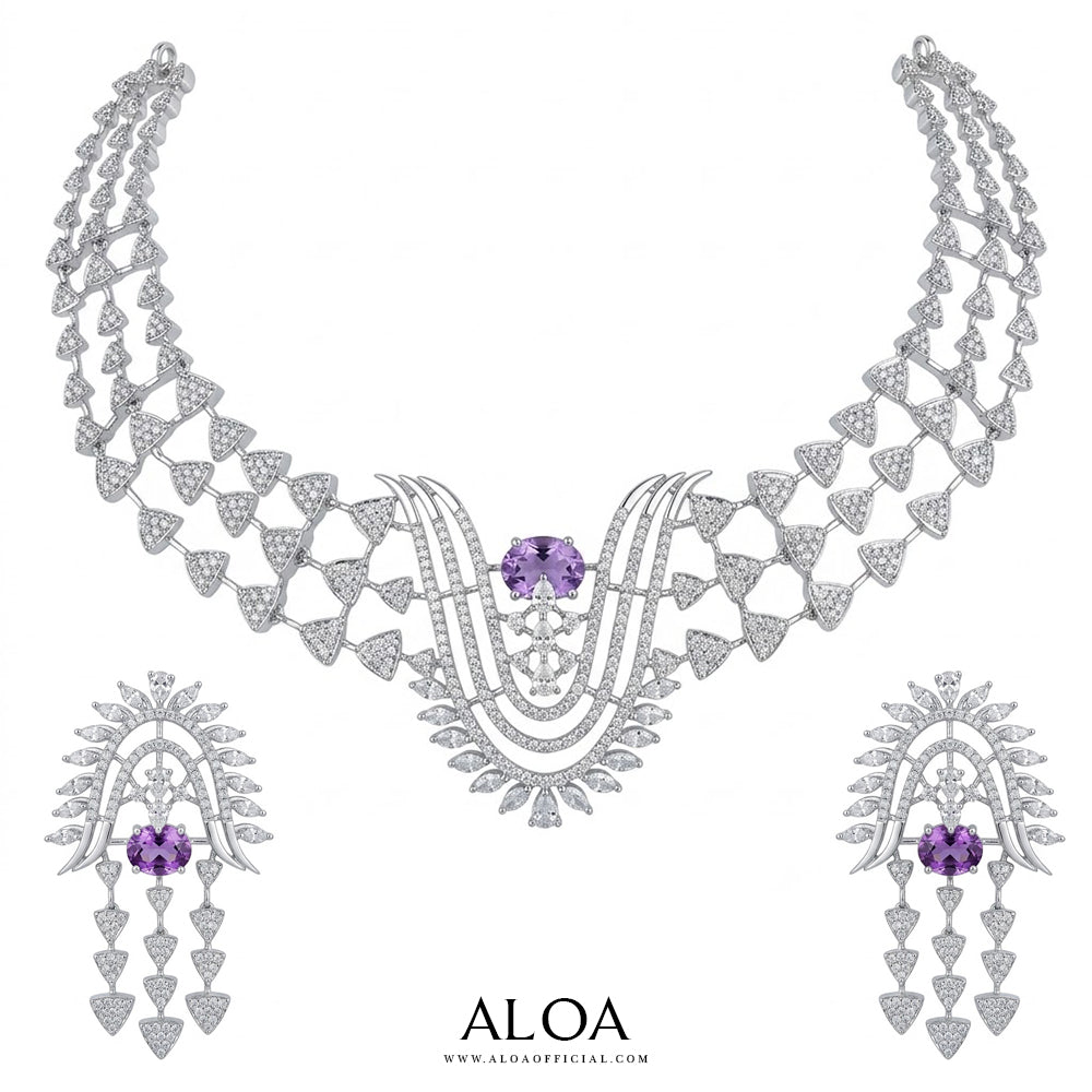 Purple Stone Collar Set