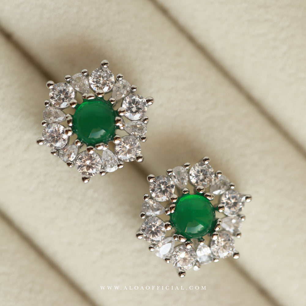 Green Jade Studs