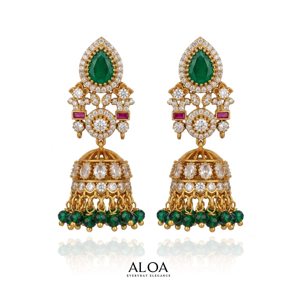 Emerald Chandelier Jhumkas