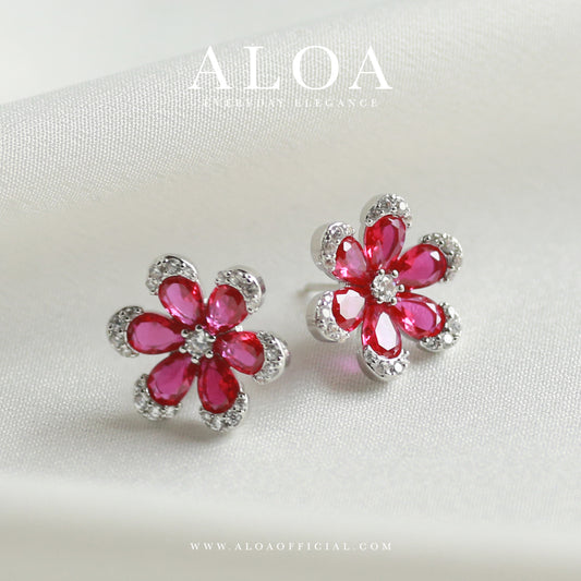 Floral Whispers- Pink Stud Earrings