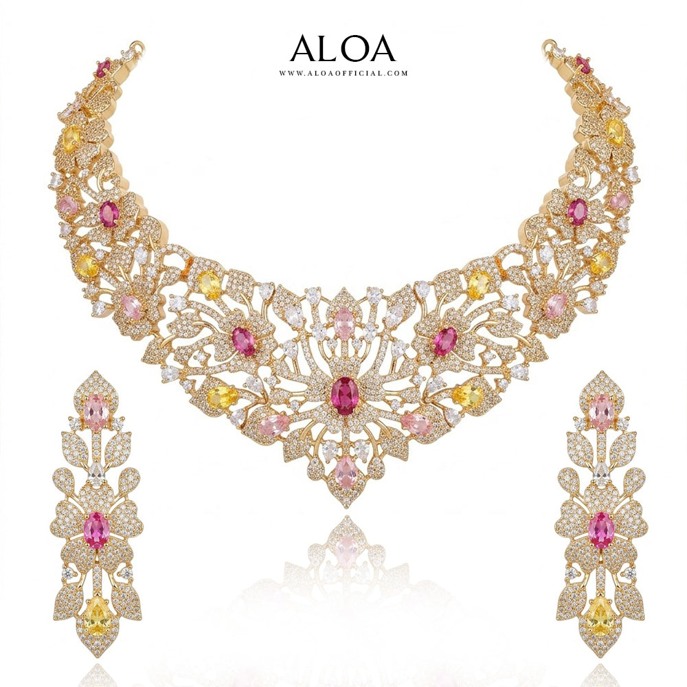 Multi Gem Necklace Set