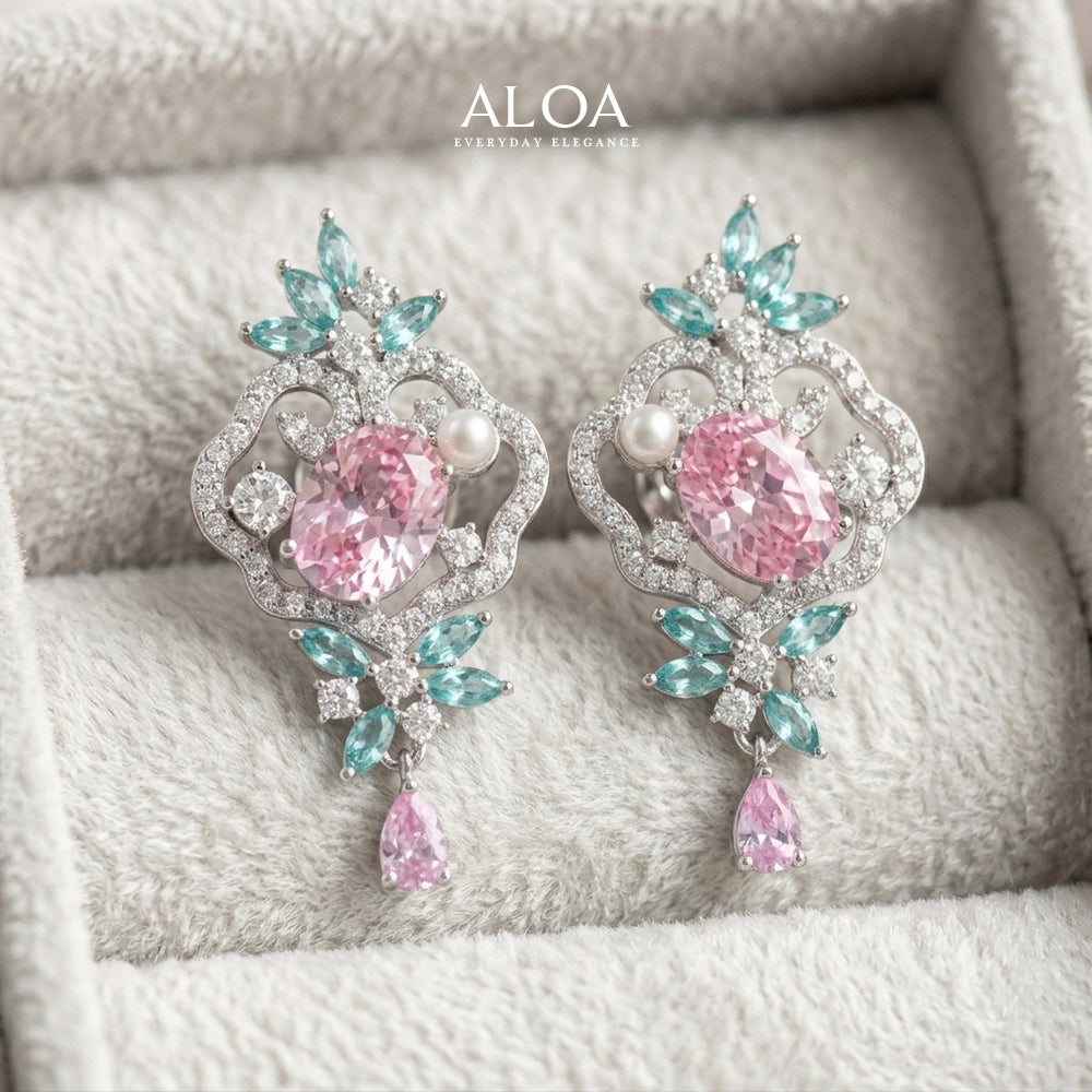 Teal and Pink Earrings