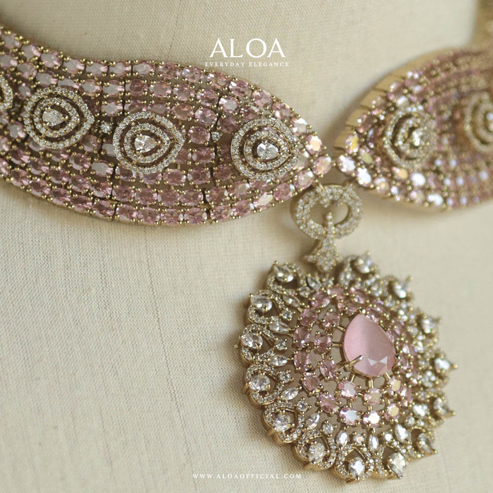 Aurelia Pink CZ Statement Necklace Set