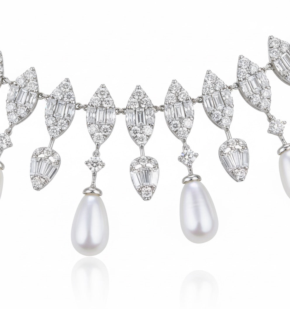 Pearl & CZ Necklace Set