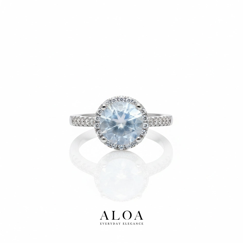 Icy Blue Halo Adjustable Ring