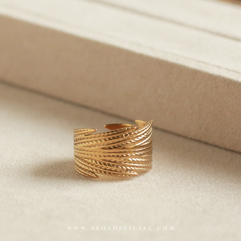 Gold-Plated Feather Ring