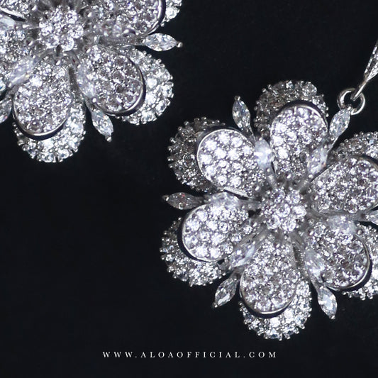 Glam Silver Flower Studs