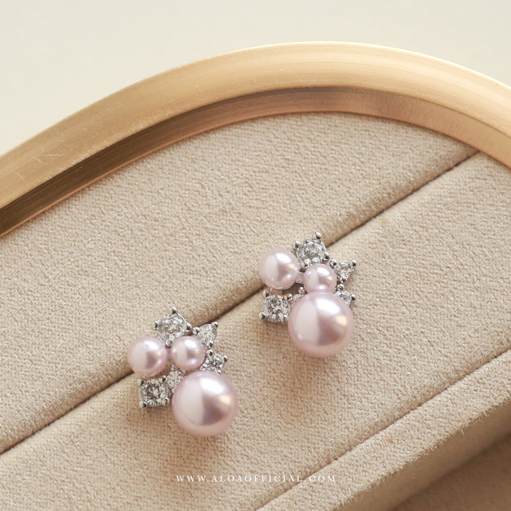 Pearl & CZ Cluster Studs