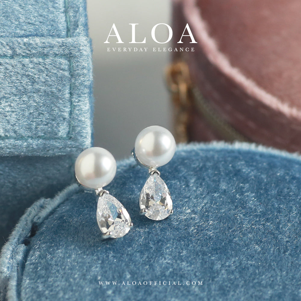 Drop Zirconia Pearl Studs