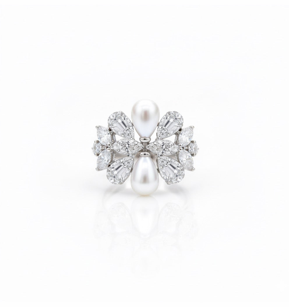Pearl & CZ Necklace Set