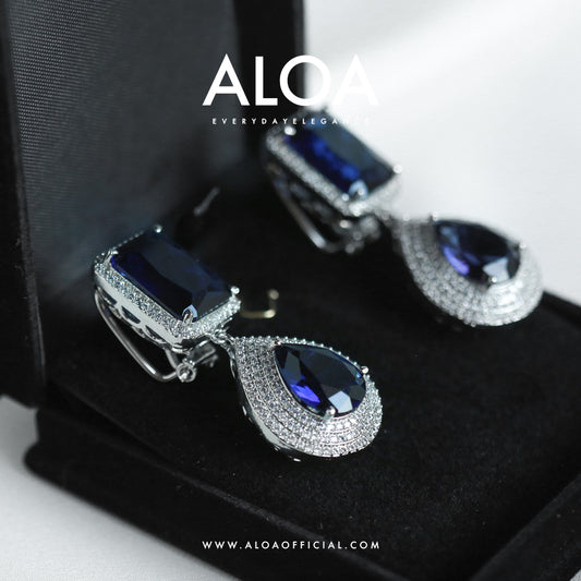 Royal Blue Regalia: CZ-Studded Statement Earrings