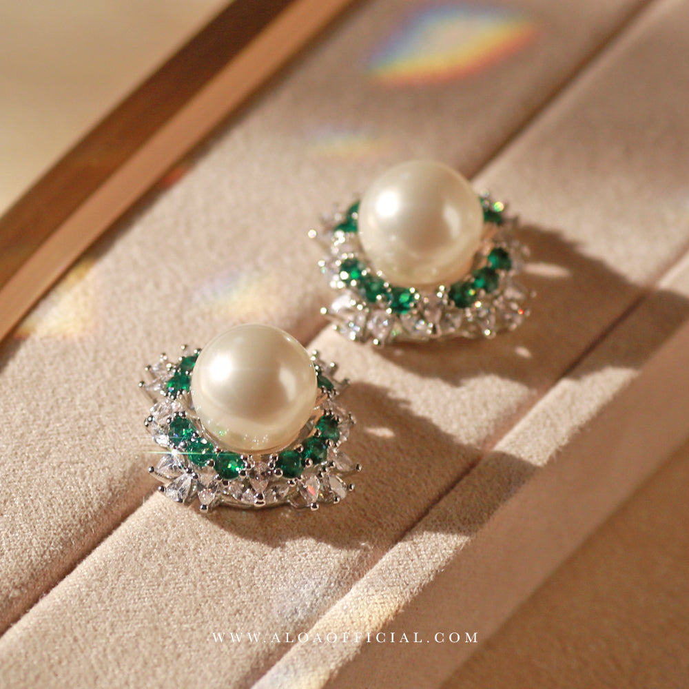Royal Halo Pearl & CZ Studs