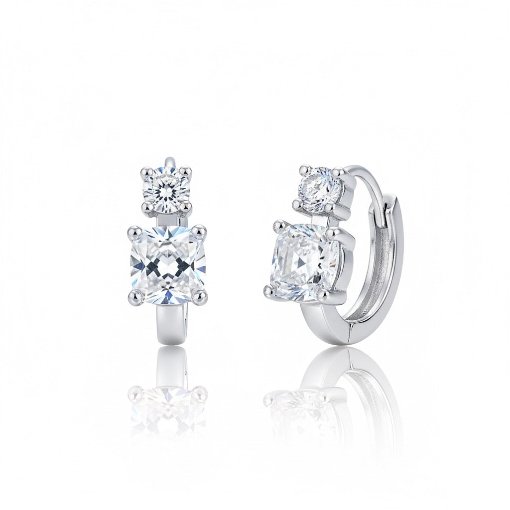 Silver CZ Sparkle Hoops