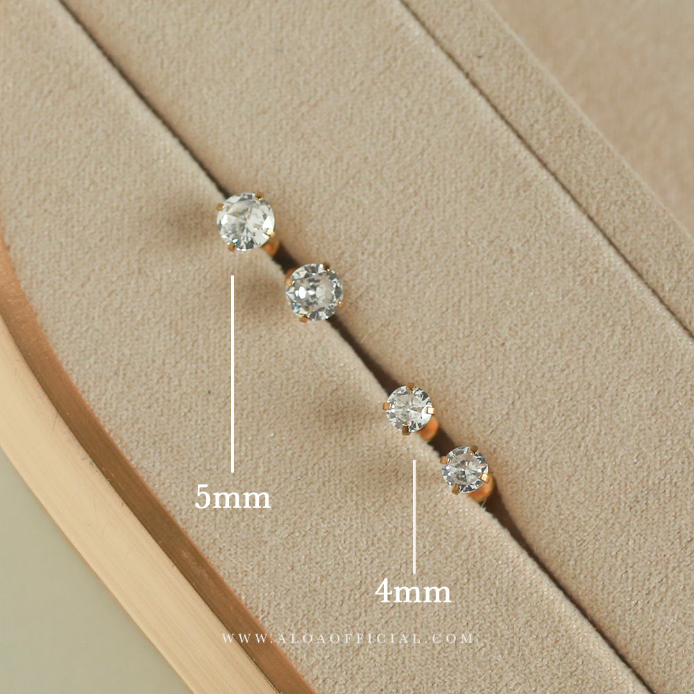 GOLDEN CZ SCREW BACK STUDS