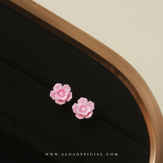 Dainty Pink Flower Studs