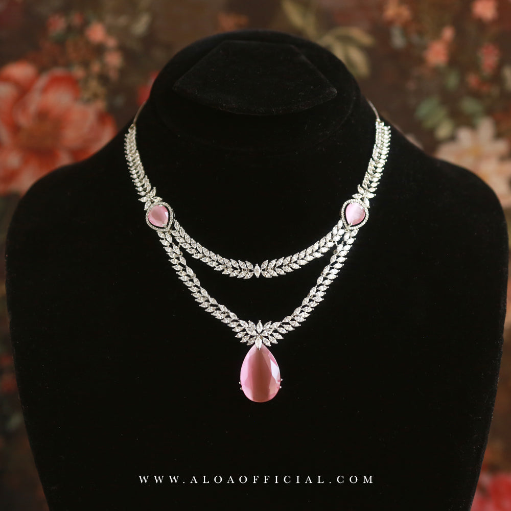 PINK STONE NECKLACE SET