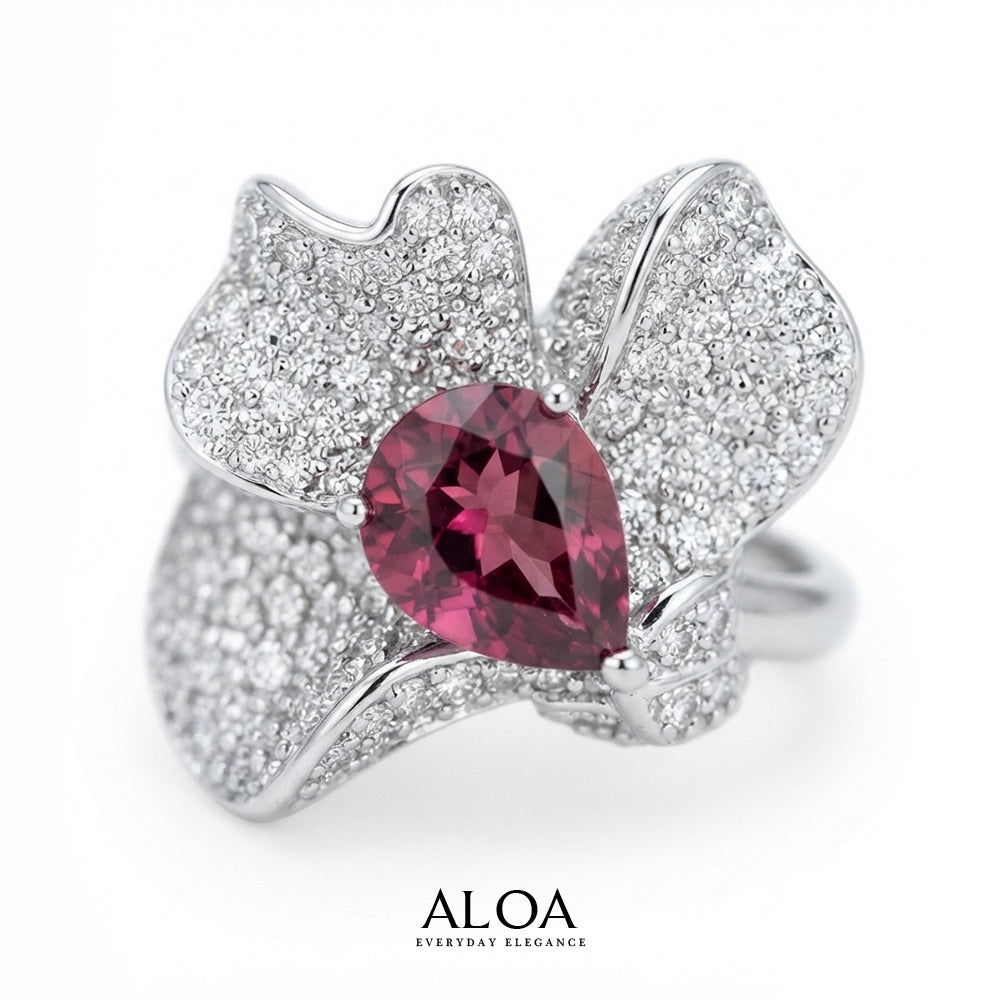 Ruby Blossom Adjustable Ring