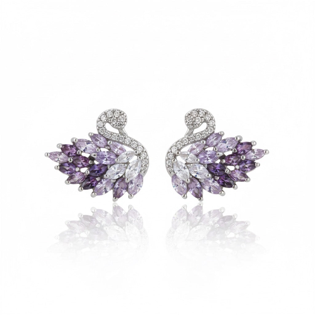 Purple Swan Earrings