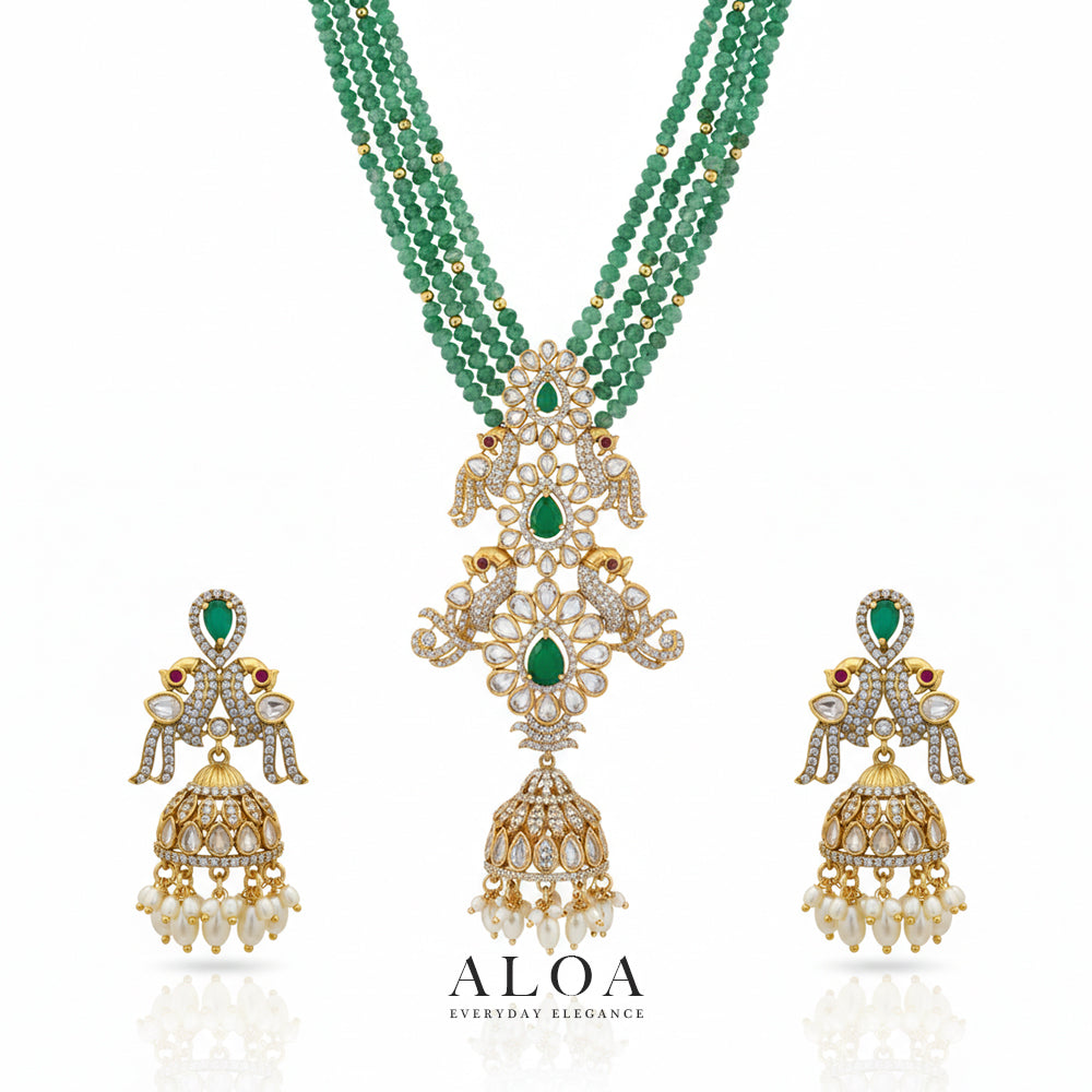 Royal Peacock Jhumka Necklace Set