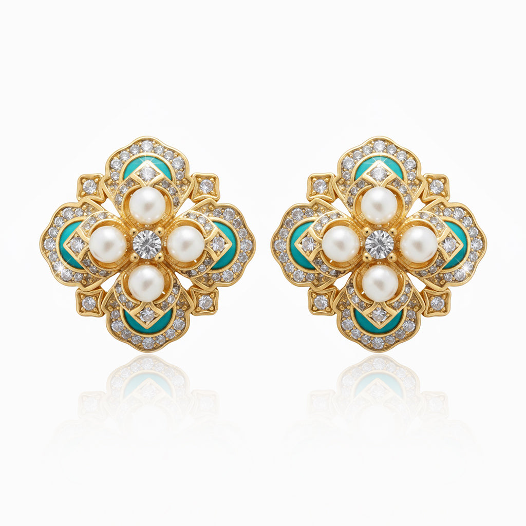 Classic Turquoise and Pearl Vintage Earrings