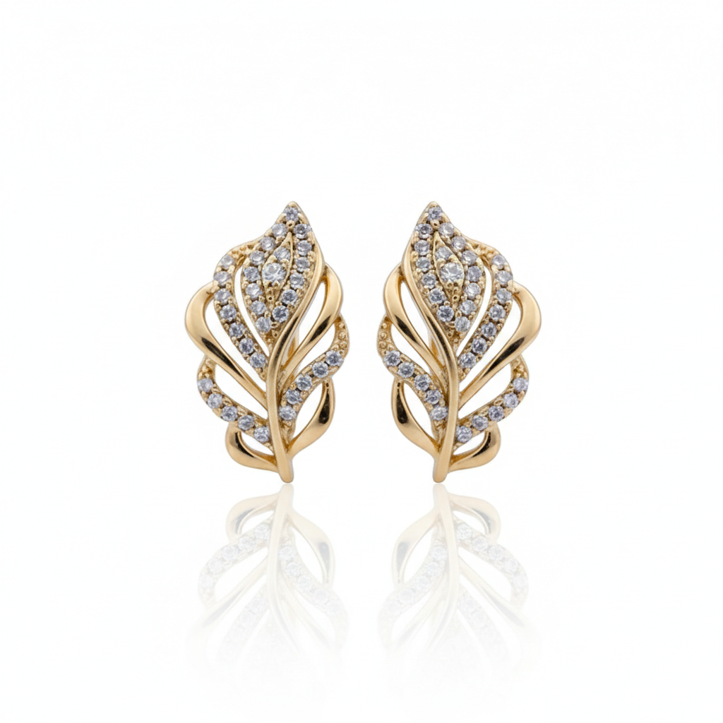 Golden Flora Pavé Studs