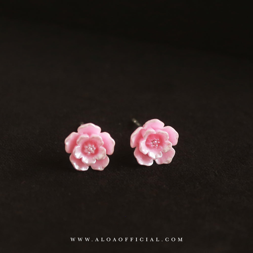 Dainty Pink Flower Studs