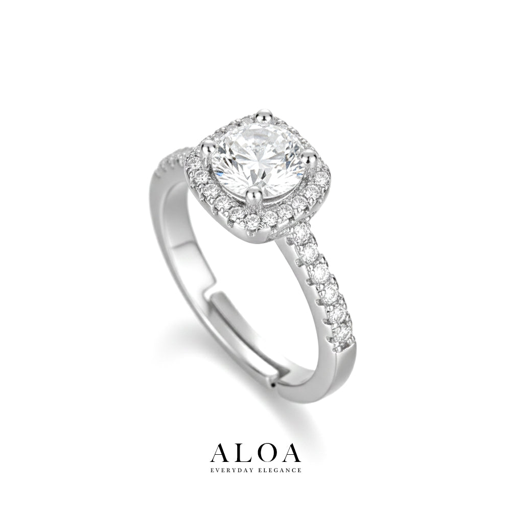 Cushion Halo Solitaire Ring
