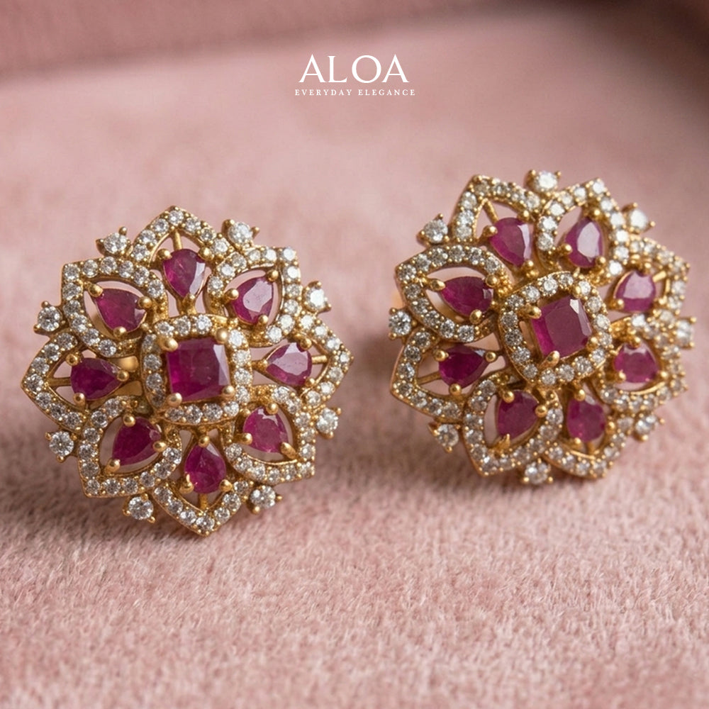 Ruby Rosette Statement Studs