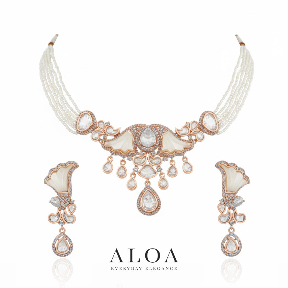 Mother of Pearl and Brilliant Cut CZ Statement Set