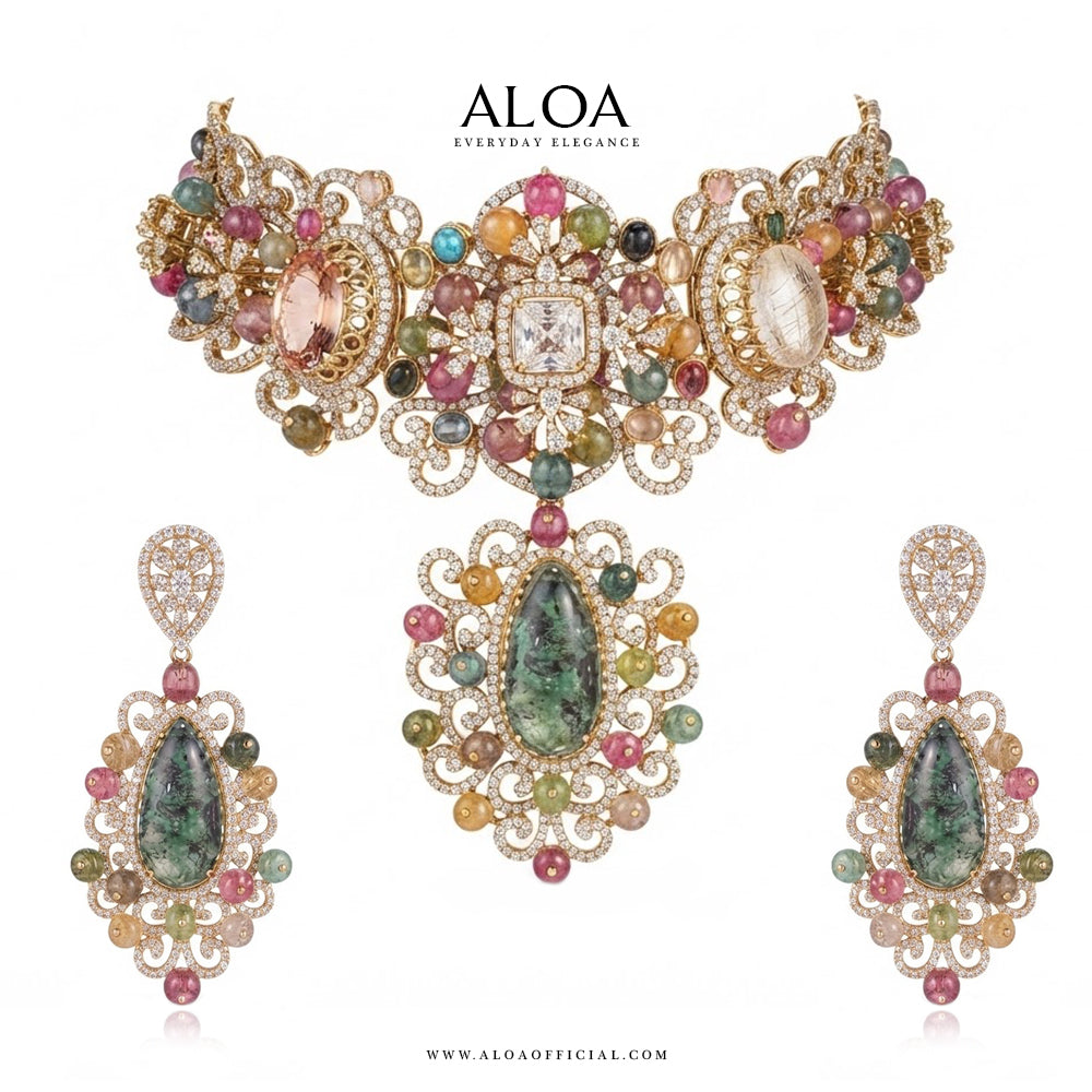 Multi gemstone Statement Necklace