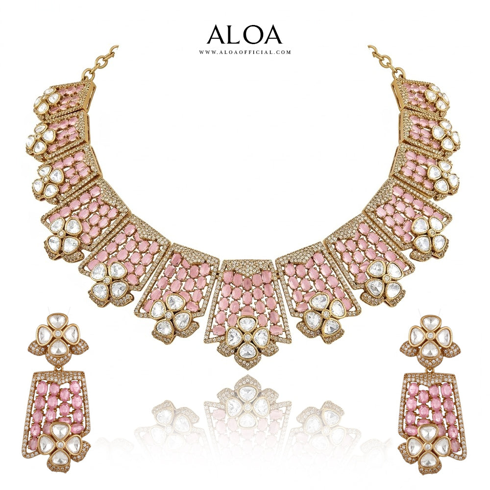 Pink Floral Necklace Set