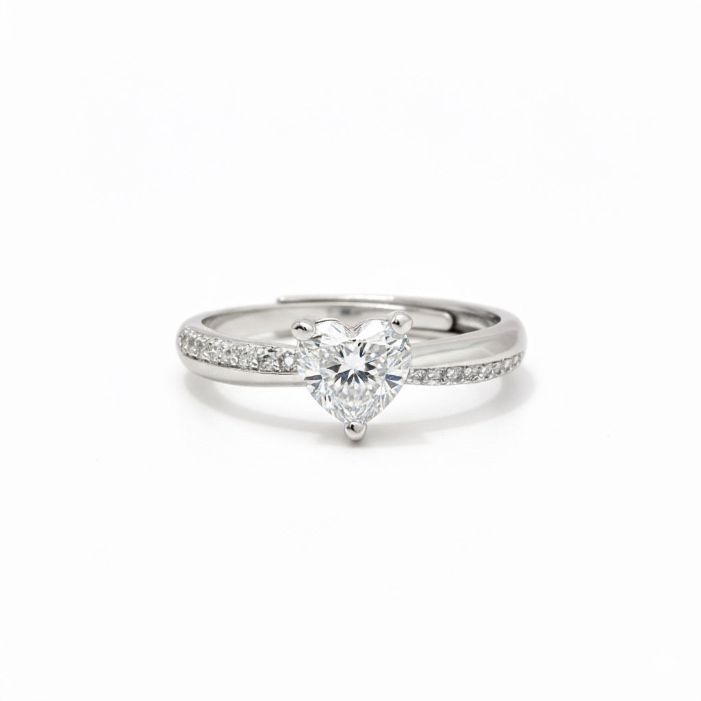 Heart CZ Adjustable Ring
