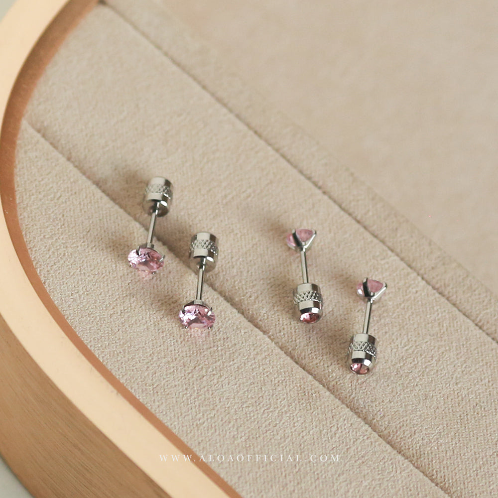 Pink Spark Helix Studs
