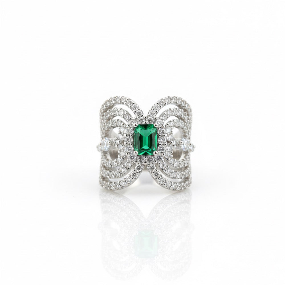 Emerald Elegance - Adjustable Ring