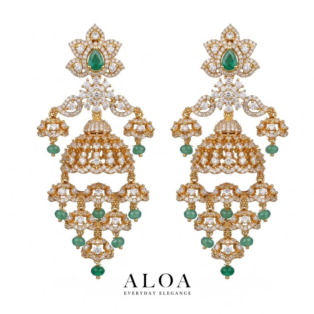 Emerald Heritage Tiered Jhumkas