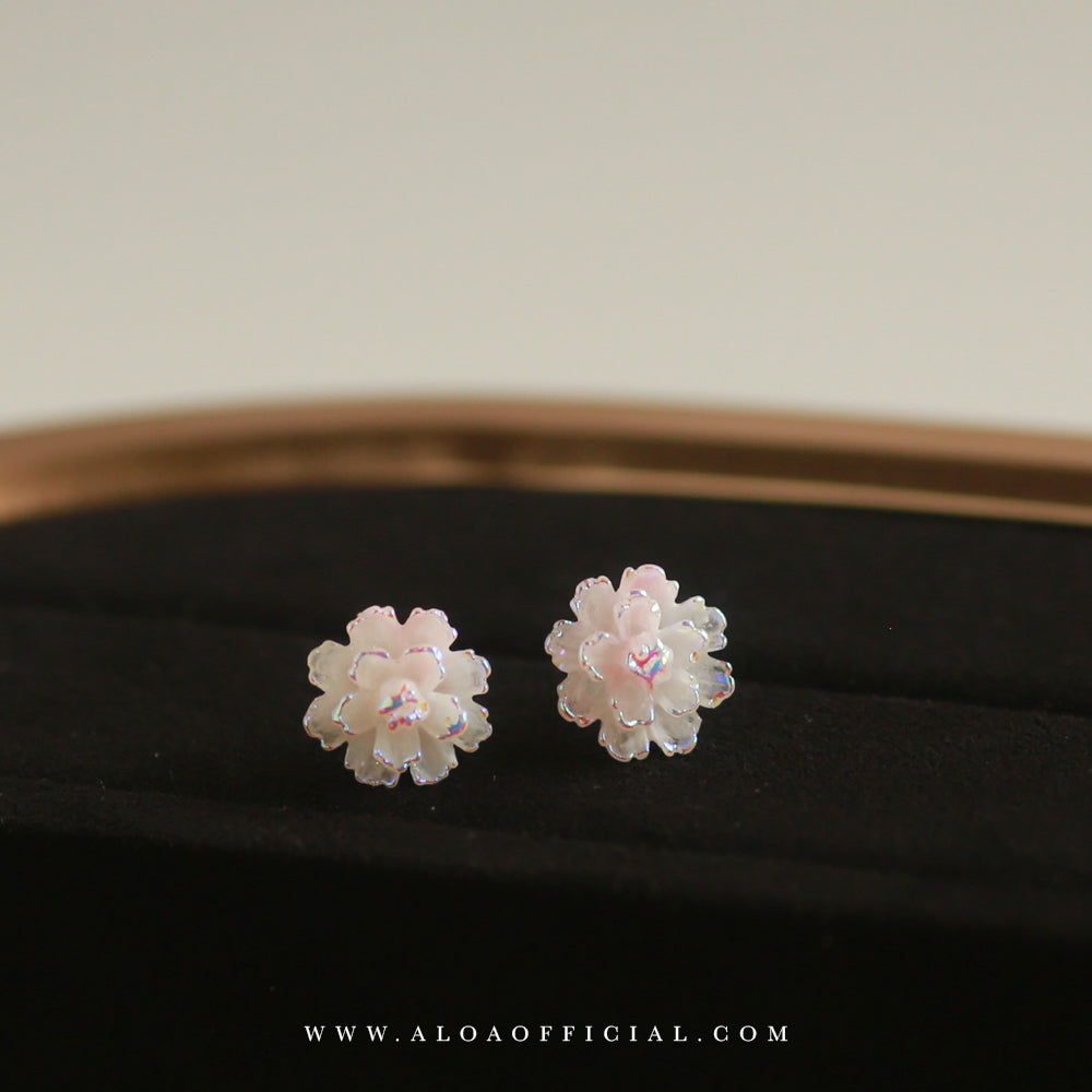 Dainty Pink Flower Studs