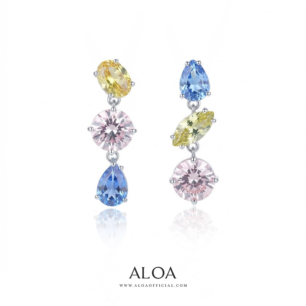 Colorful CZ Drop Earrings