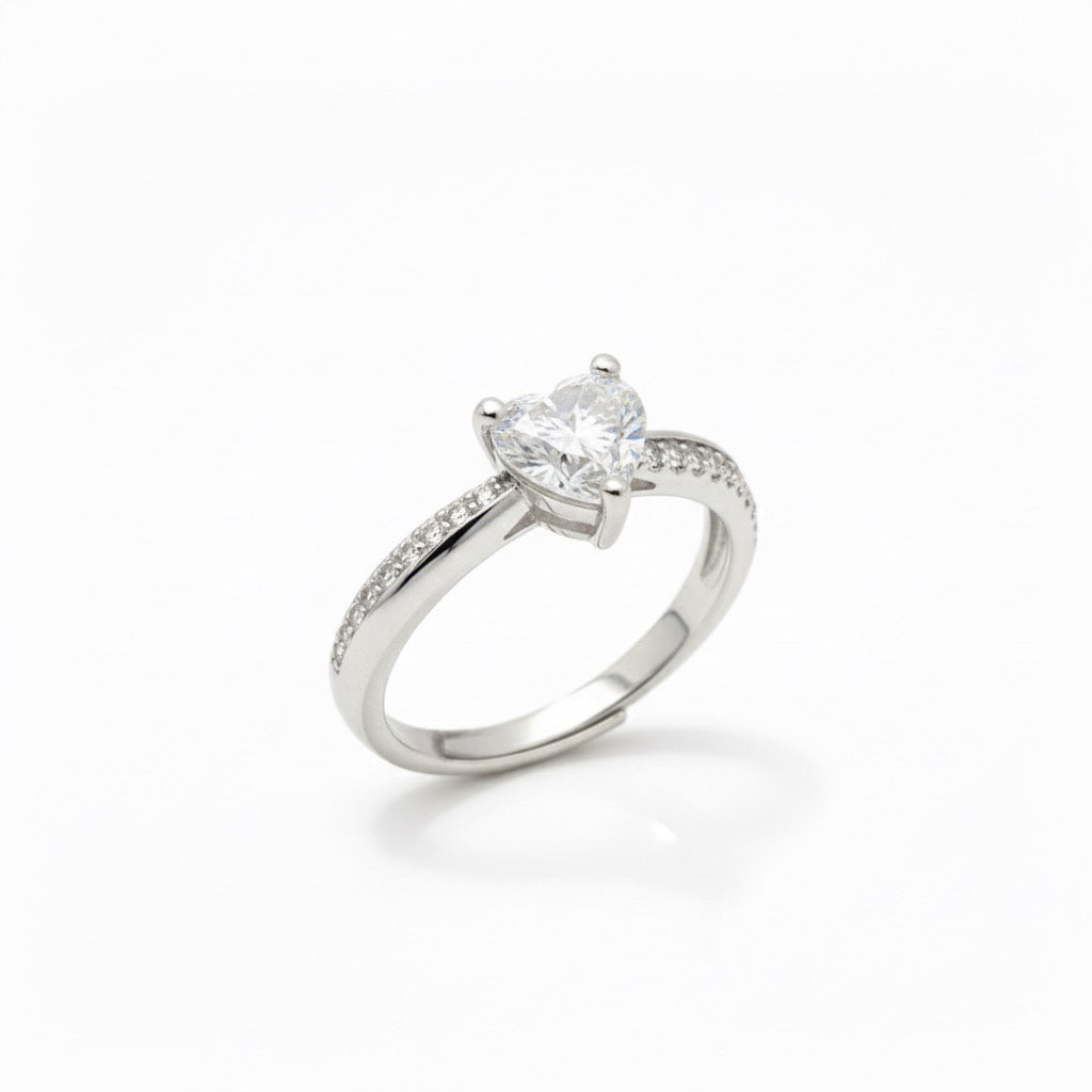 Heart CZ Adjustable Ring