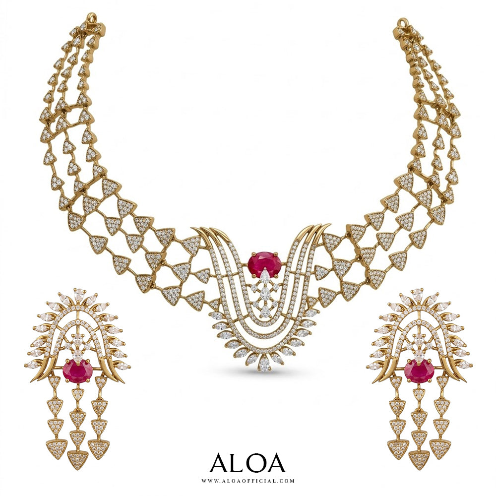 Ruby Gold Collar Set