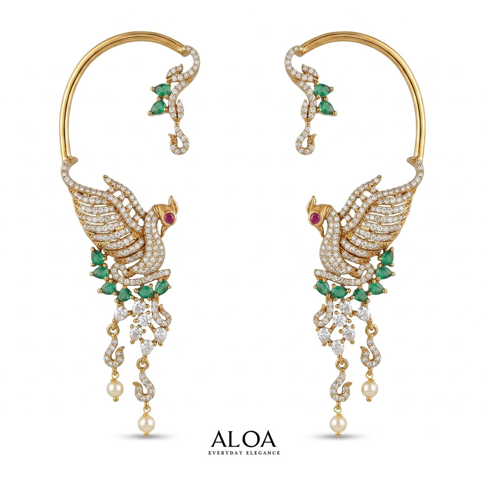 Peacock Emerald Ear Cuffs