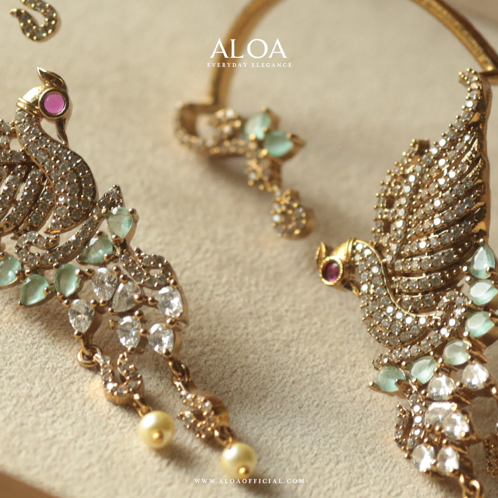 Majestic Winged Peacock Antique Cuffs